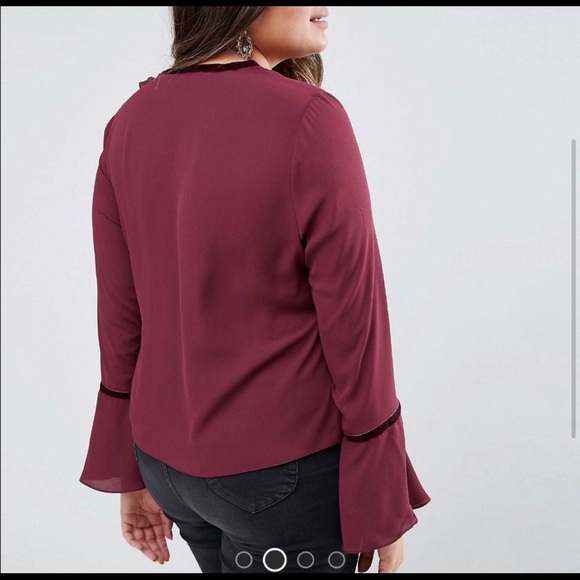 Ruffle Blouse with Velvet Trim - Picture 2 of 5